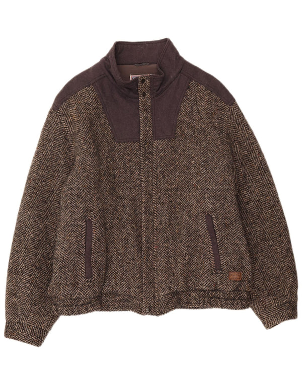 Мужская куртка-бомбер Faciba IT 56 3XL Коричневая шерсть с цветными блоками