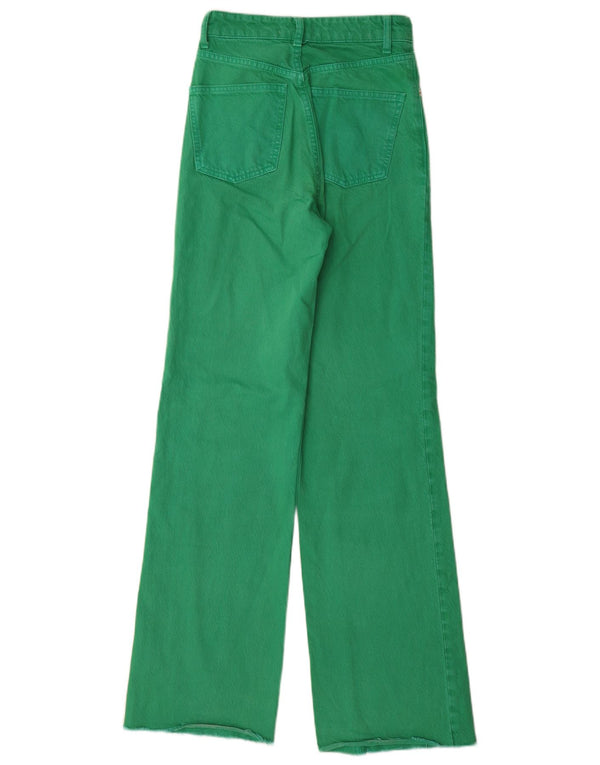 Женские широкие джинсы с завышенной талией Zara EU 32 2XS W22 L33, зеленый хлопок