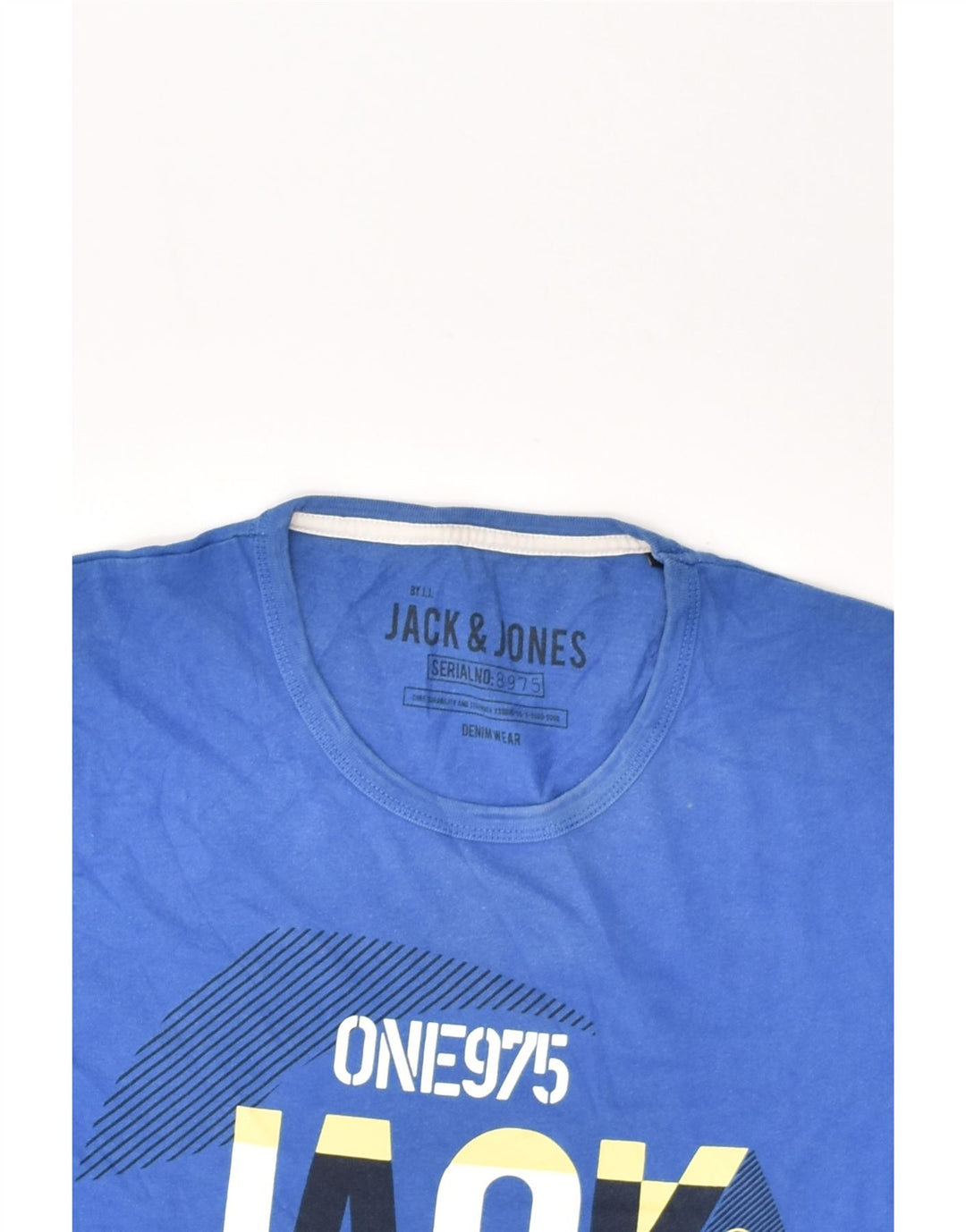 JACK & JONES Mens Slim Graphic T-Shirt Top Large Blue Cotton | Vintage Jack & Jones | Thrift | Second-Hand Jack & Jones | Used Clothing | Messina Hembry 