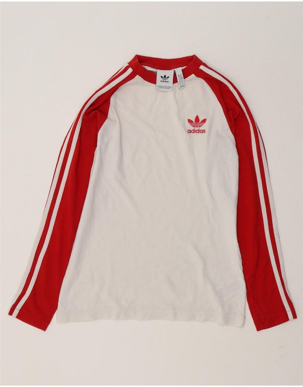 Мужской топ Adidas с длинным рукавом XS, белый хлопок с цветными блоками