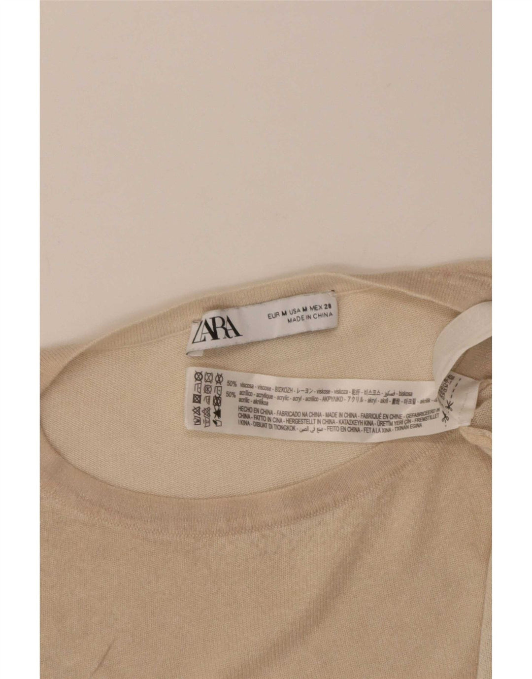 Женская футболка оверсайз Zara Top UK 14, средний бежевый, вискоза