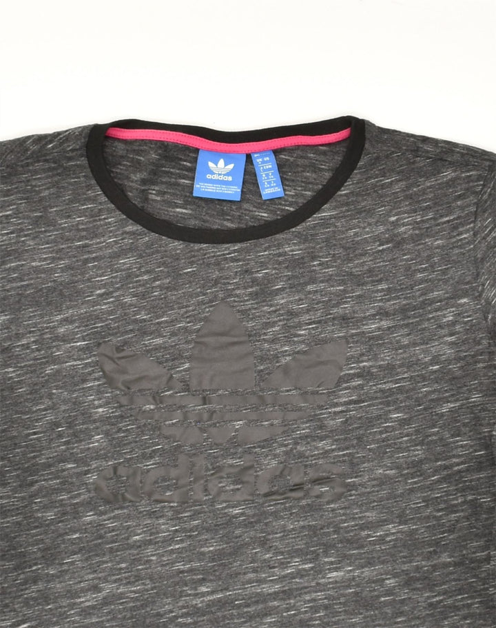 ADIDAS Womens Graphic T-Shirt Top UK 8 Small Grey Cotton | Vintage Adidas | Thrift | Second-Hand Adidas | Used Clothing | Messina Hembry 