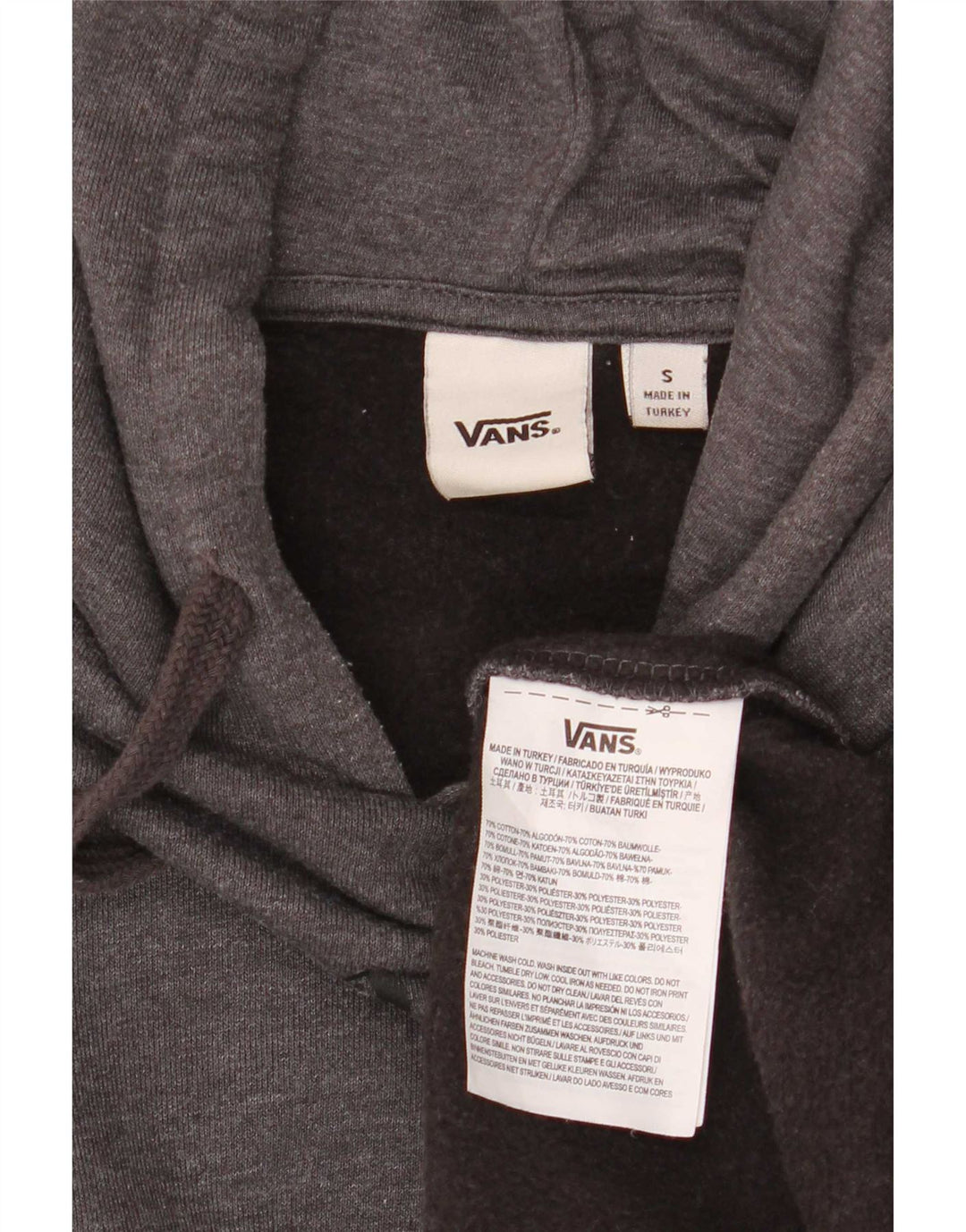 Мужской джемпер с капюшоном Vans, маленький серый, хлопковый