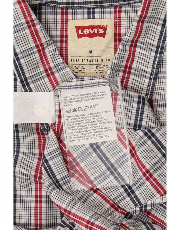 Мужская рубашка стандартного кроя с коротким рукавом Levi's, хлопковая синяя клетка среднего размера