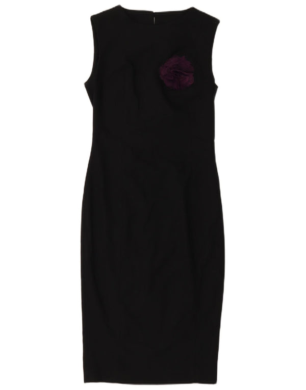 Женское платье-футляр без рукавов ZARA UK 4 XS, черный полиэстер с цветочным принтом