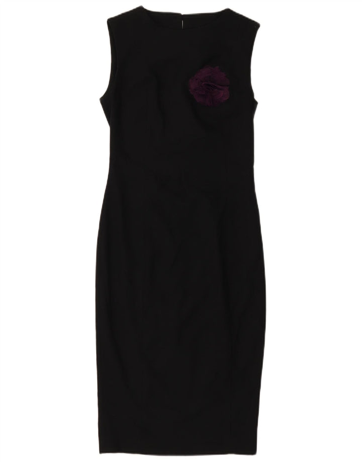 Женское платье-футляр без рукавов ZARA UK 4 XS, черный полиэстер с цветочным принтом