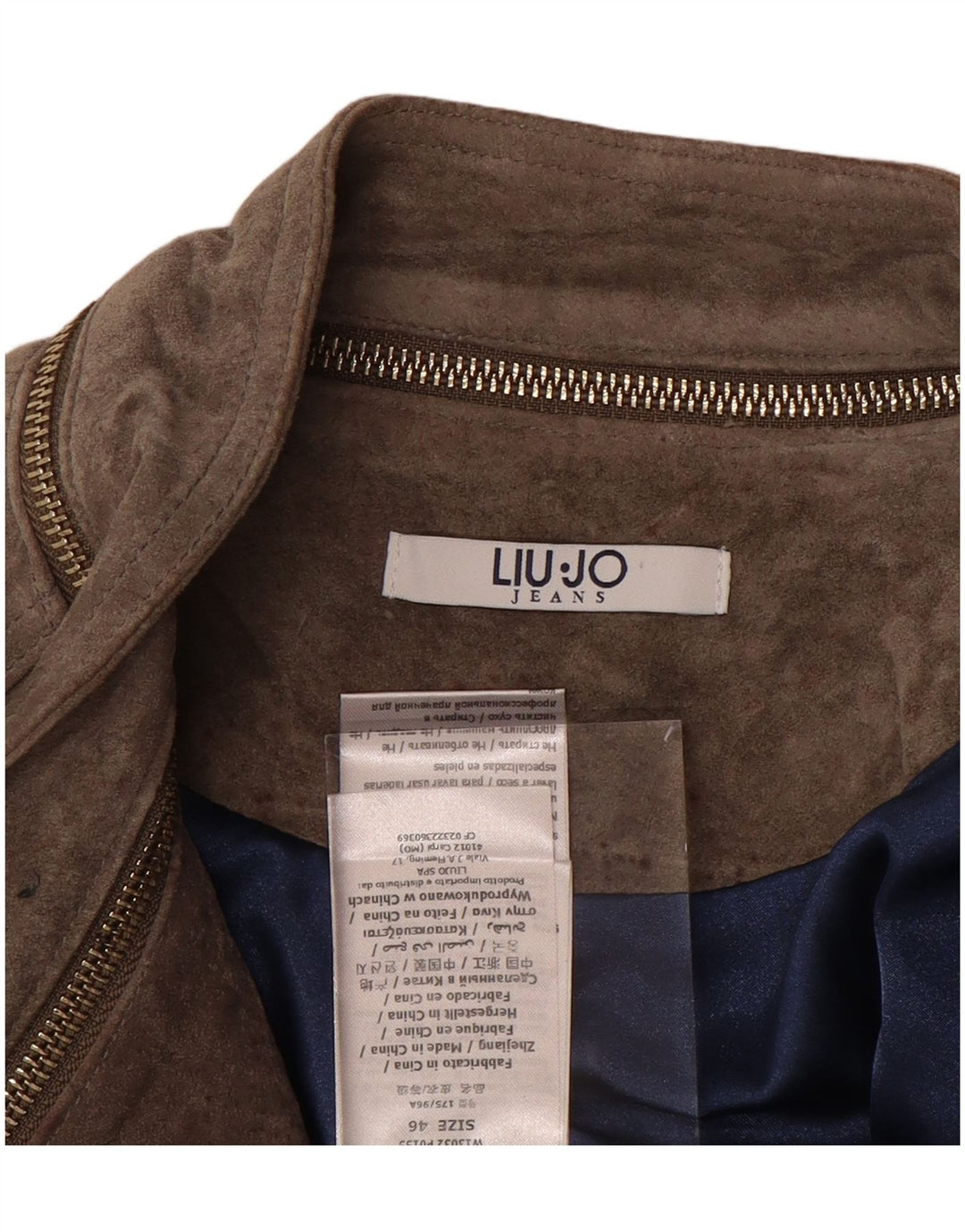 Женская укороченная замшевая косуха LIU JO IT 46, большая, бежевая кожа