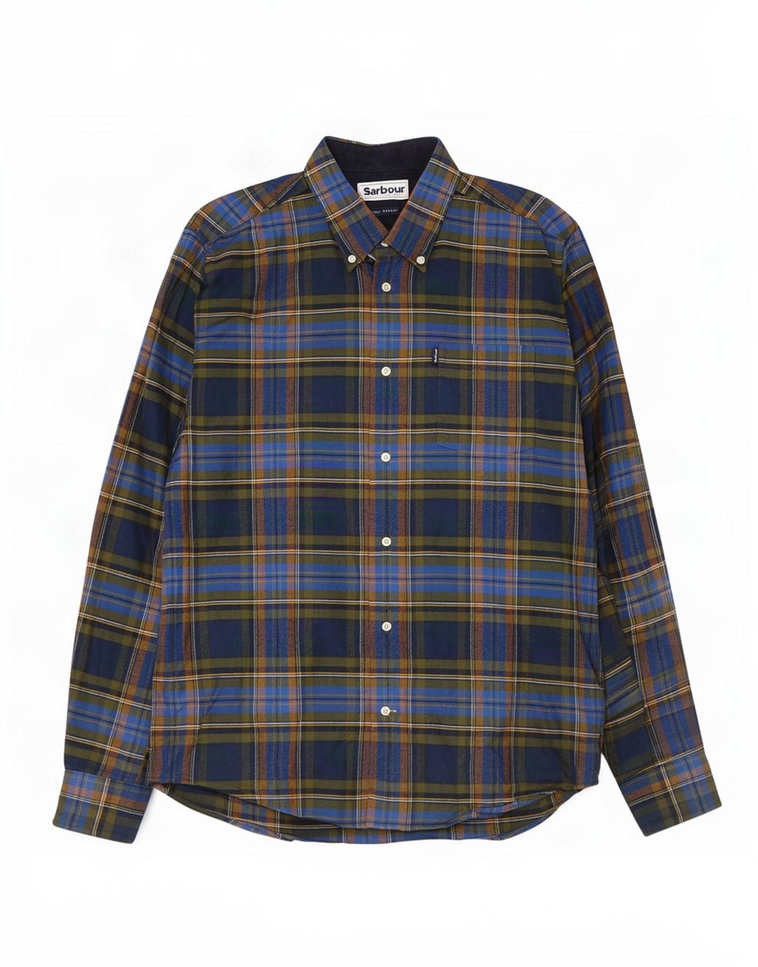 Мужская фланелевая рубашка Barbour среднего размера, темно-синяя клетка, хлопок