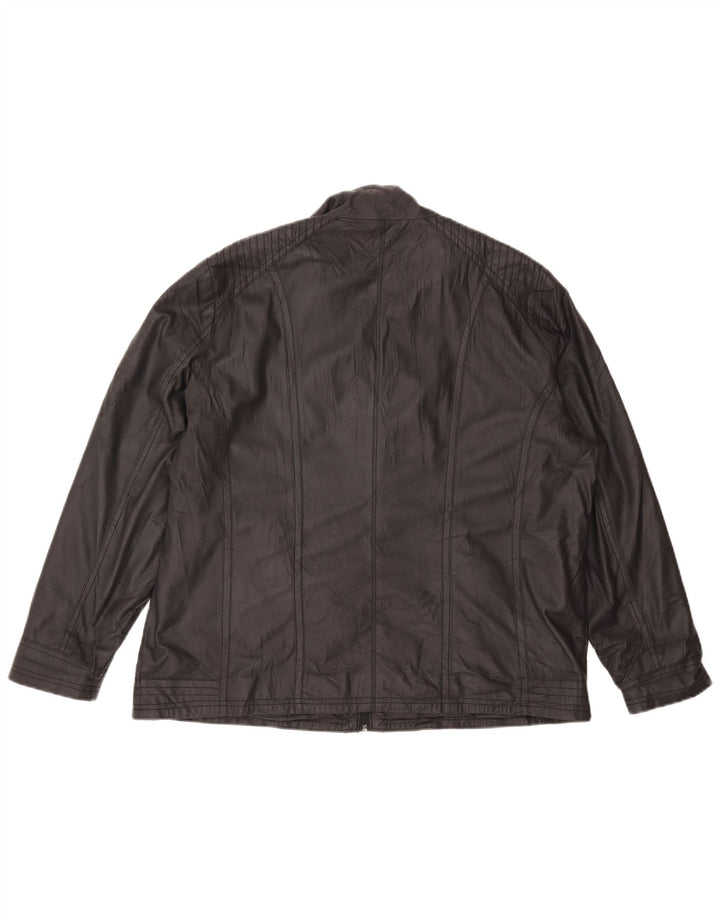 Винтажная мужская куртка из искусственной кожи IT 48, средний черный полиэстер