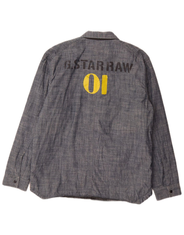 Мужская рубашка G-Star Lumberjack с рисунком XL, синяя хлопковая крапинка