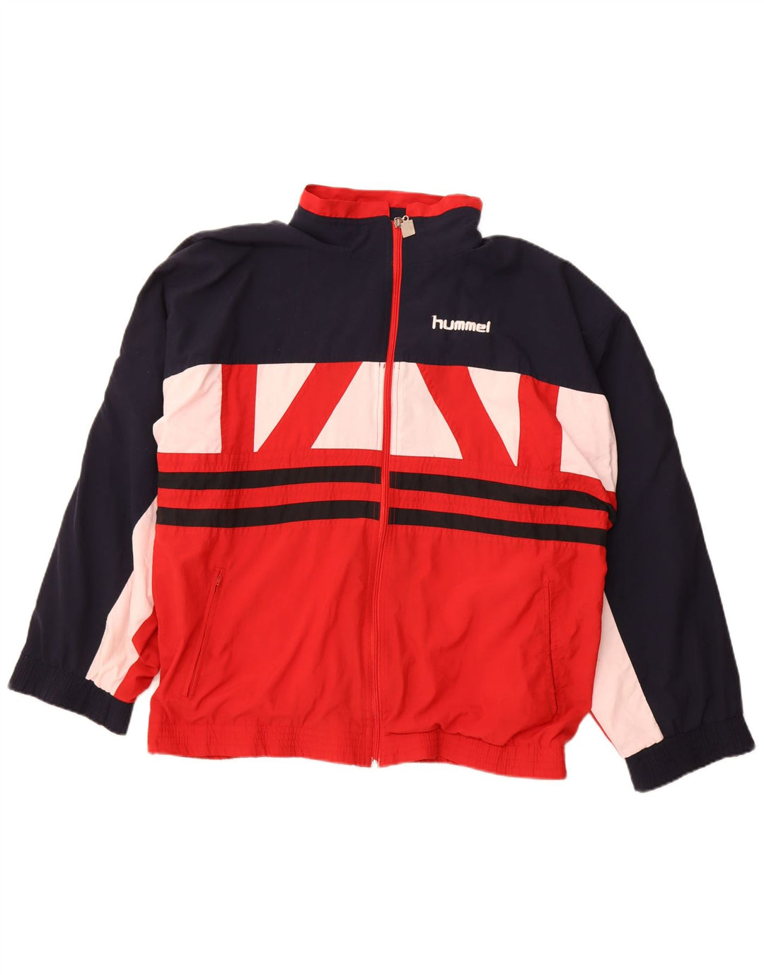 HUMMEL Mens Tracksuit Top Jacket XL Red Colourblock Polyester