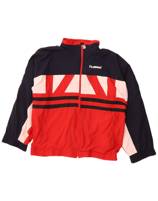 HUMMEL Mens Tracksuit Top Jacket XL Red Colourblock Polyester