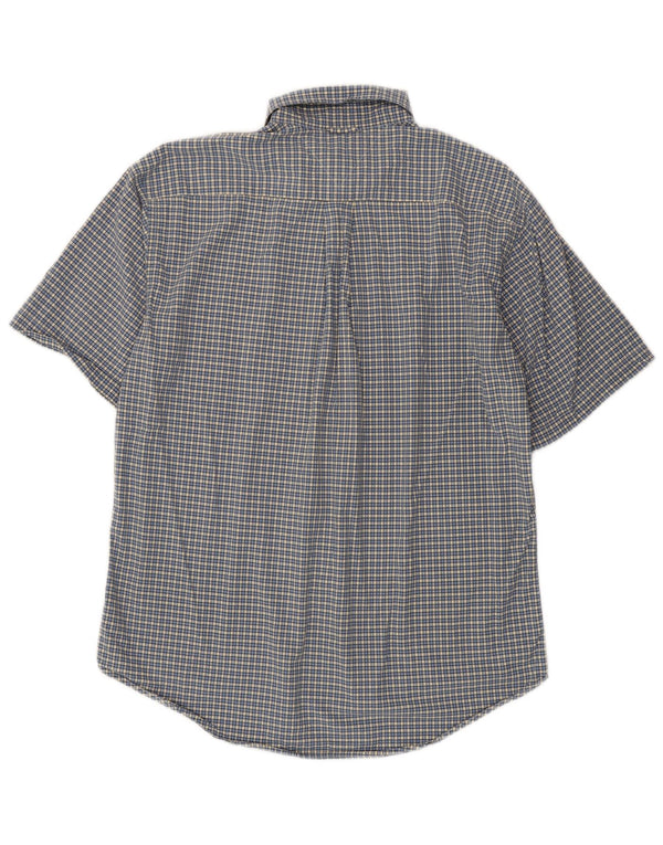 Tommy Hilfiger Mens Short Sleeve Shirt Medium Blue Check Cotton