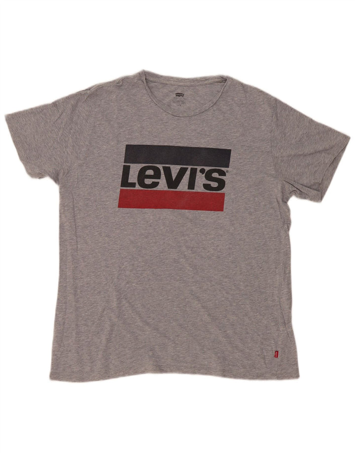 Мужская футболка с рисунком Levi's, большая серая в крапинку