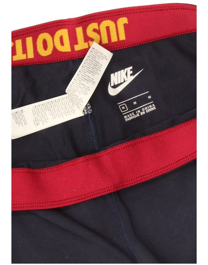 Женские леггинсы с рисунком NIKE UK 12, средний размер, темно-синий, хлопок