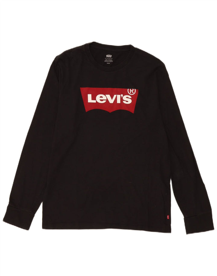 Мужской топ Levi's с рисунком, длинный рукав, средний черный, хлопок