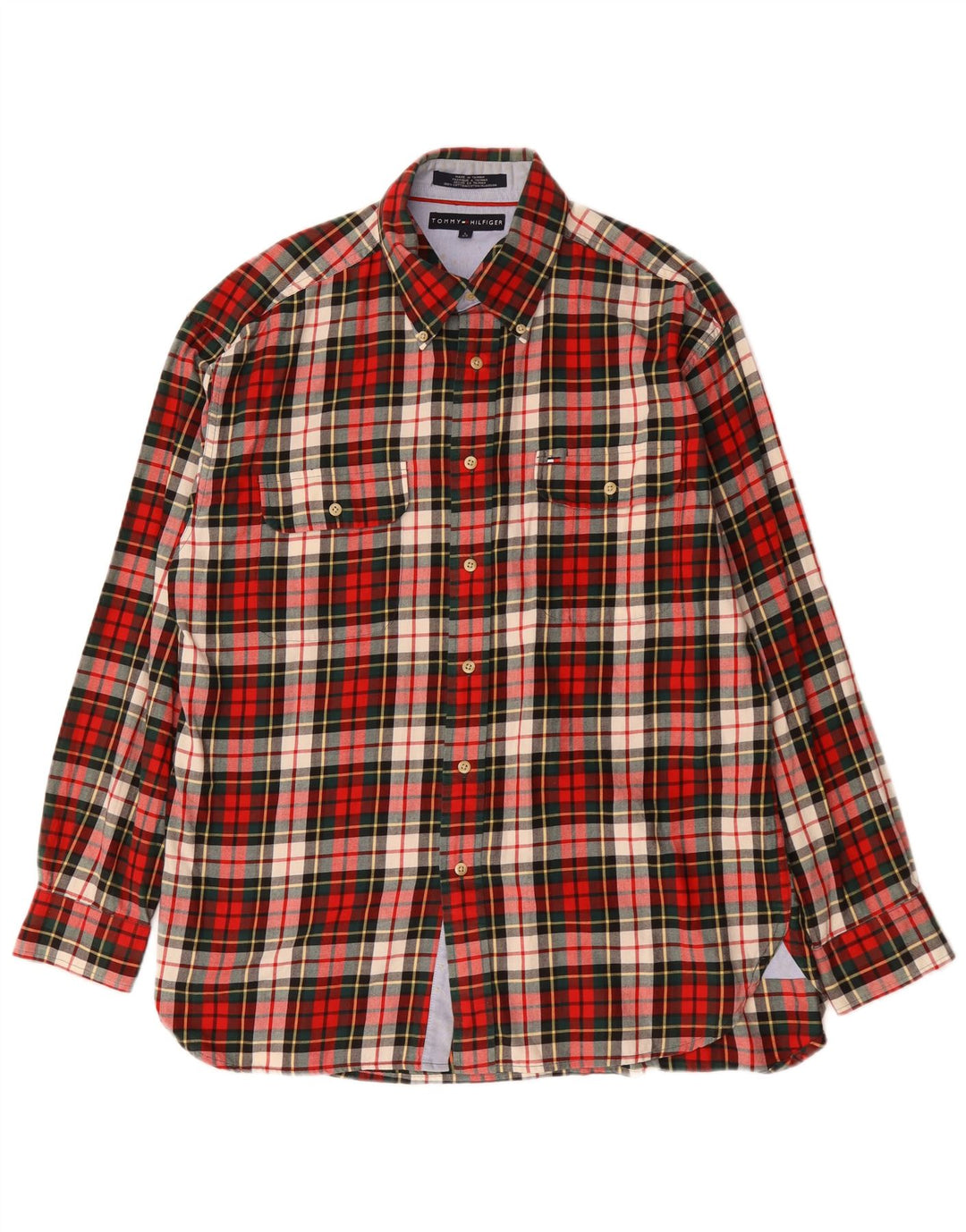 Мужская фланелевая рубашка Tommy Hilfiger, большая красная клетка, хлопок