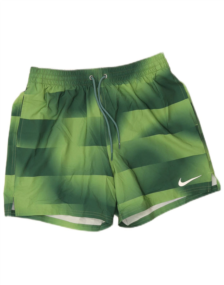 Мужские спортивные шорты Nike из полиэстера в зеленую полоску среднего размера
