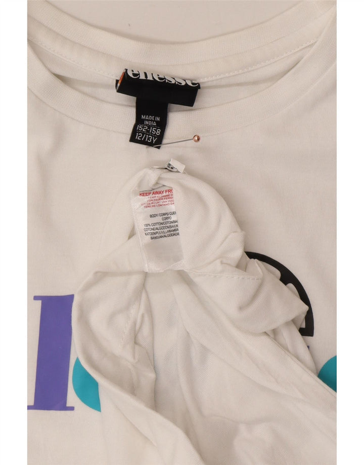 Футболка с рисунком ELLESSE для девочек, топ 12–13 лет, белый хлопок