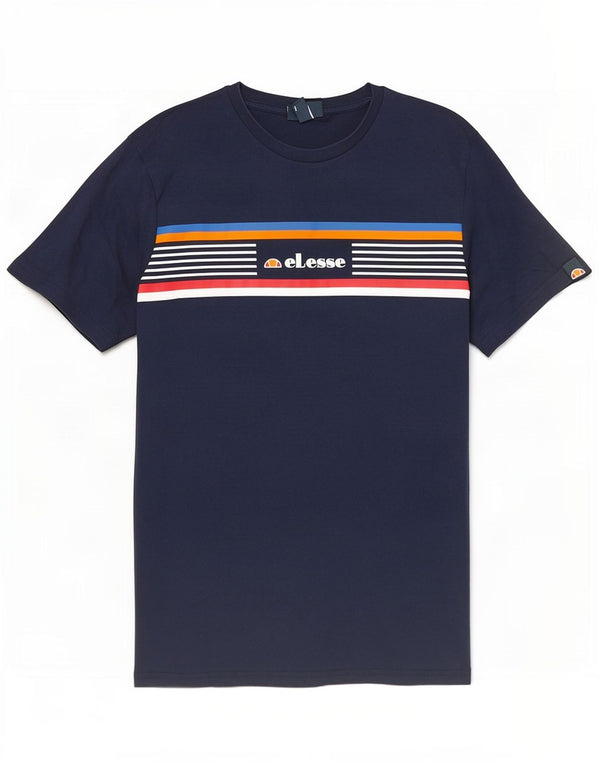 Мужская футболка Ellesse с рисунком, большой хлопковый топ в темно-синюю полоску