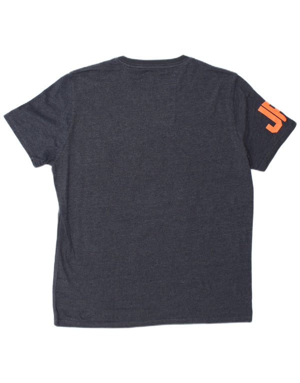 Мужская футболка с рисунком Superdry, 2XL, серая, хлопок с цветными блоками
