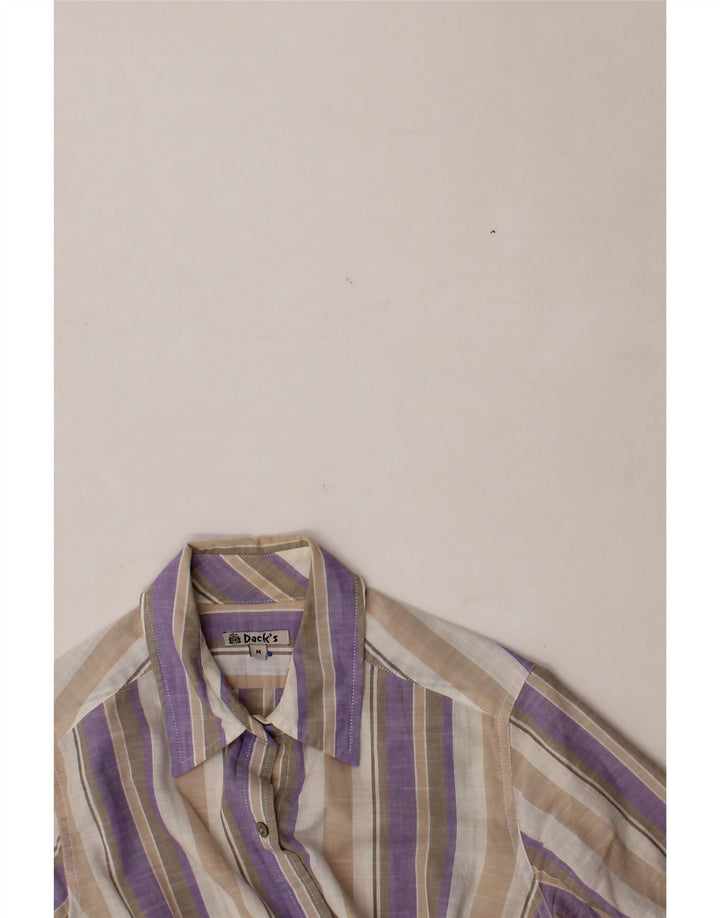 DACK'S Womens Short Sleeve Shirt UK 14 Medium Purple Striped Cotton Vintage Dack's and Second-Hand Dack's from Messina Hembry 