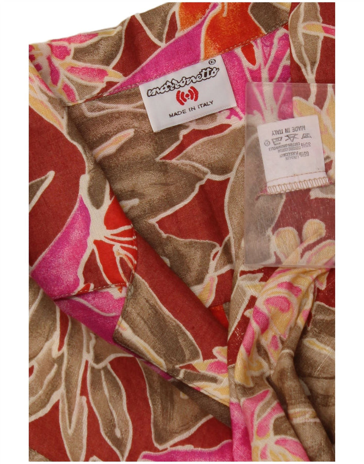 MAZZONETTO Женская рубашка с коротким рукавом IT 46 Большая разноцветная с цветочным принтом