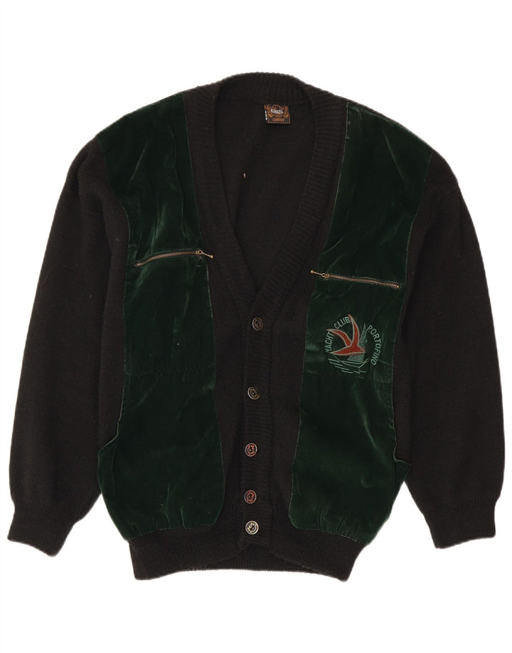 YACHTING CLUB Мужской кардиган-свитер среднего черного цвета с цветными блоками
