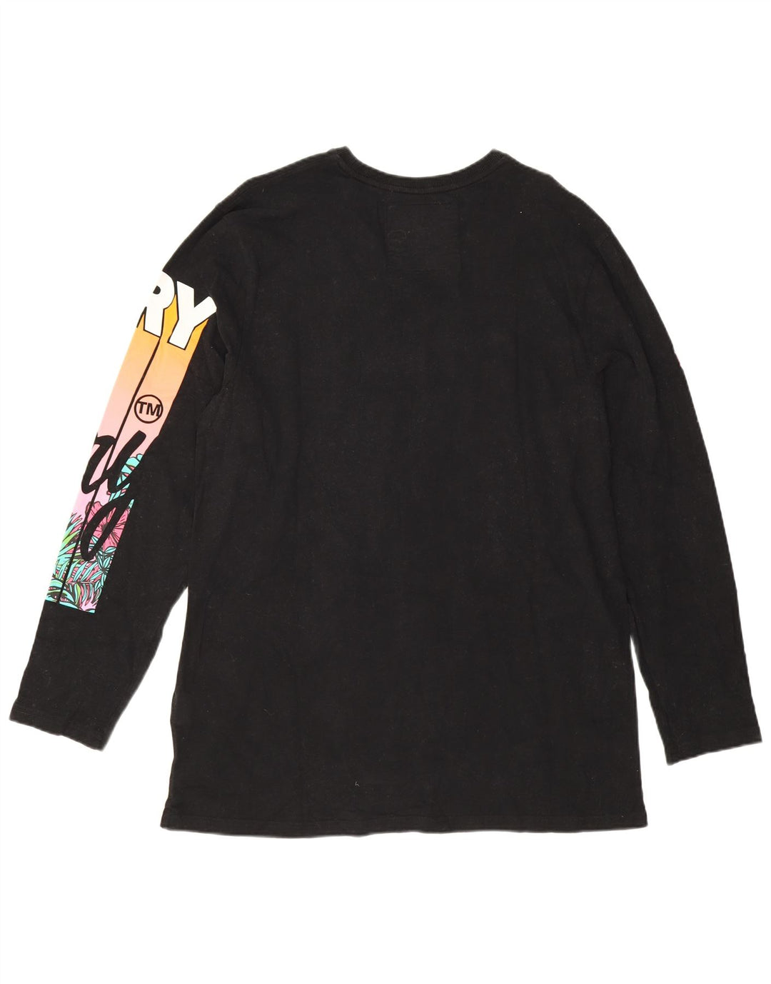 Женский топ с рисунком Superdry с длинным рукавом UK 18 XL, черный хлопок