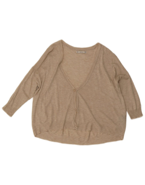 Женский кардиган с рукавом 3/4 Zara UK 14, средний бежевый вискоза
