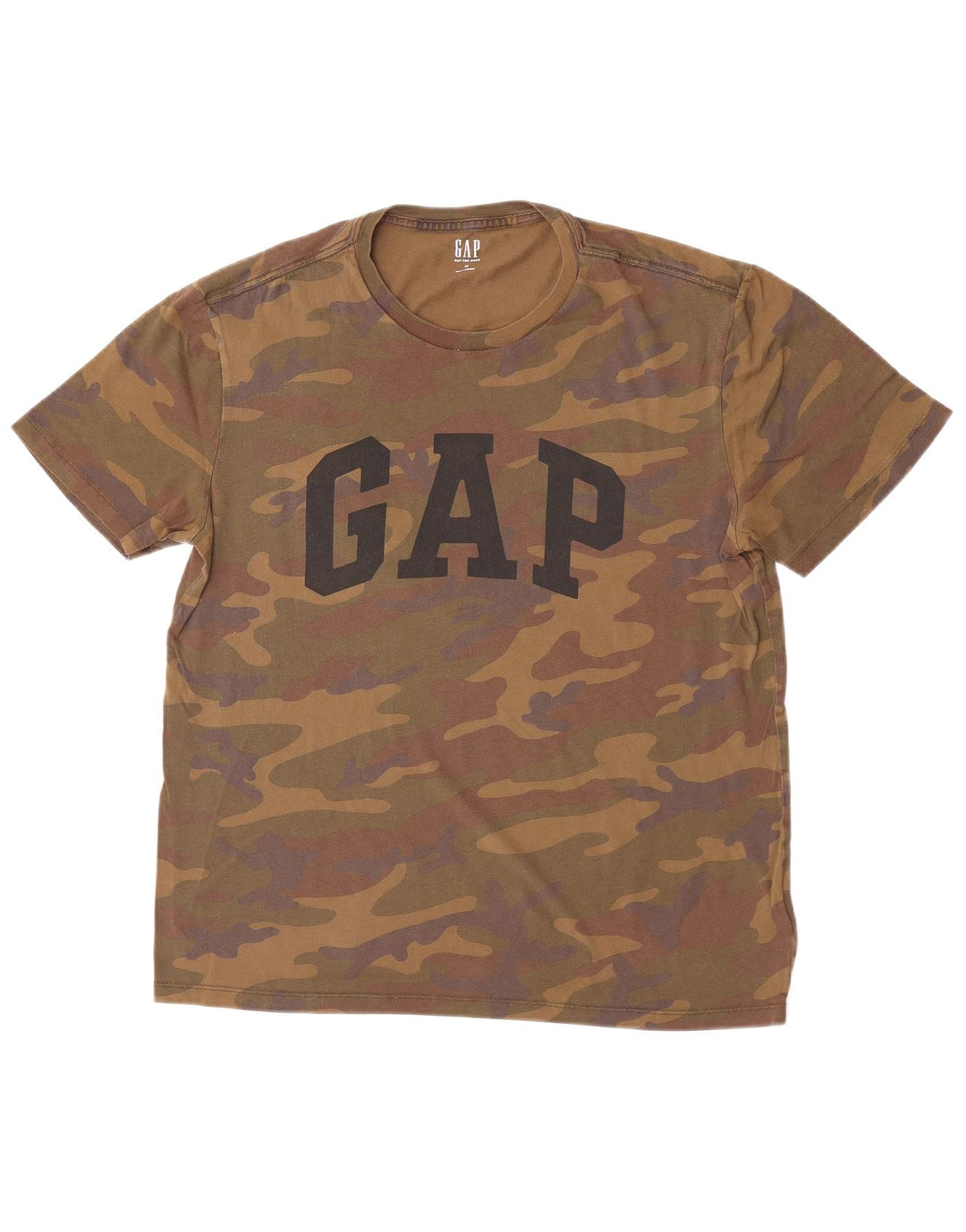 Мужская футболка Gap с рисунком, хлопковый топ среднего коричневого цвета с камуфляжным принтом
