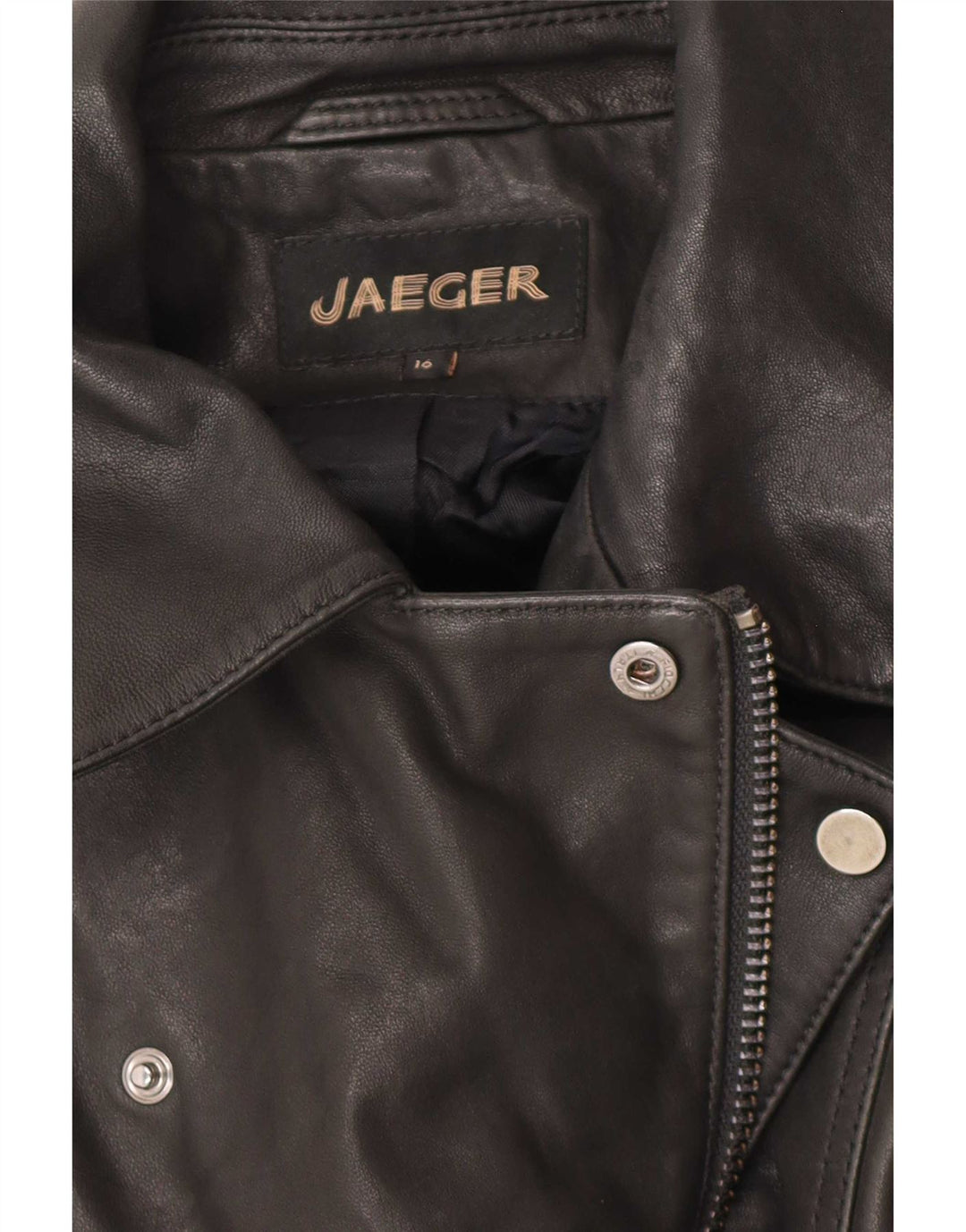 Женская кожаная байкерская куртка Jaeger UK 16, большая черная кожа