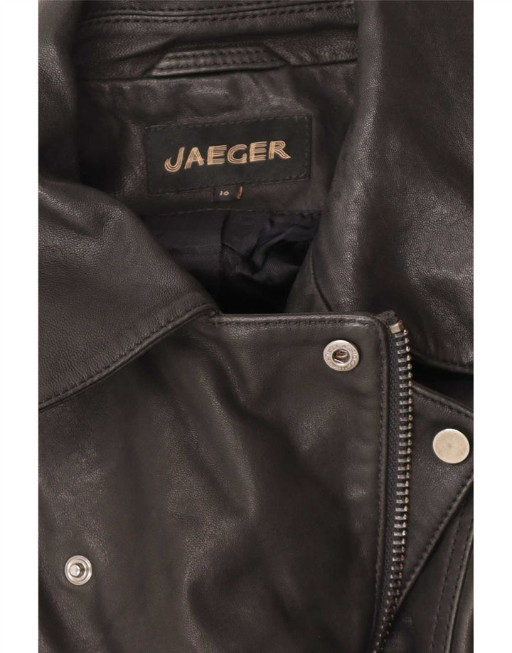 Женская кожаная байкерская куртка Jaeger UK 16, большая черная кожа