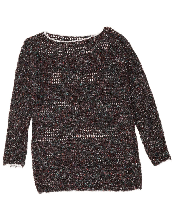 ВИНТАЖНЫЙ женский джемпер с вырезом «лодочка», Великобритания, 12, средний, разноцветный, в крапинку