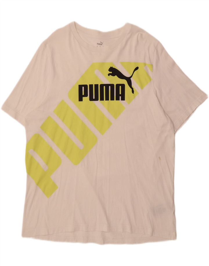 PUMA Mens Graphic T-Shirt Top 2XL White Cotton Vintage Puma and Second-Hand Puma from Messina Hembry 