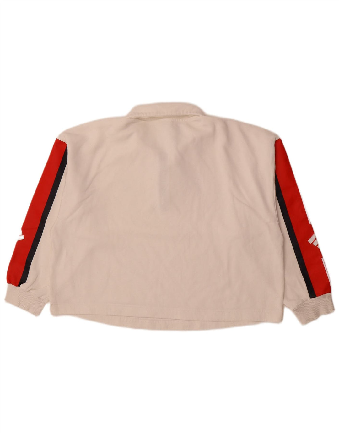 ADIDAS Womens Sweatshirt Jumper UK 12/14 Medium Off White Colourblock