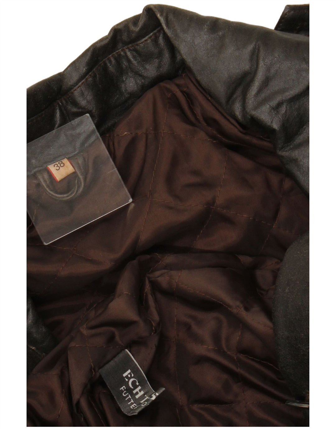 ВИНТАЖНОЕ женское двубортное кожаное пальто EU 38, кожа среднего коричневого цвета