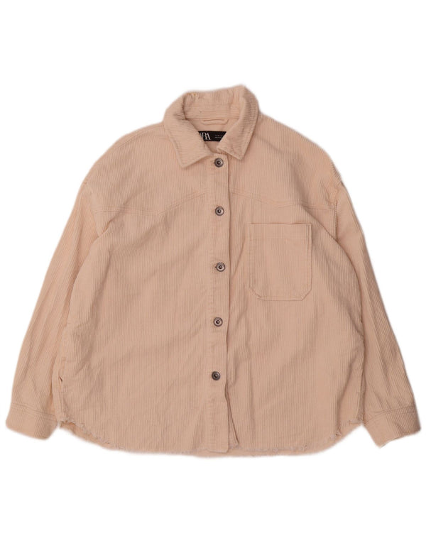 Женская вельветовая рубашка оверсайз Zara UK 6 XS, бежевый хлопок