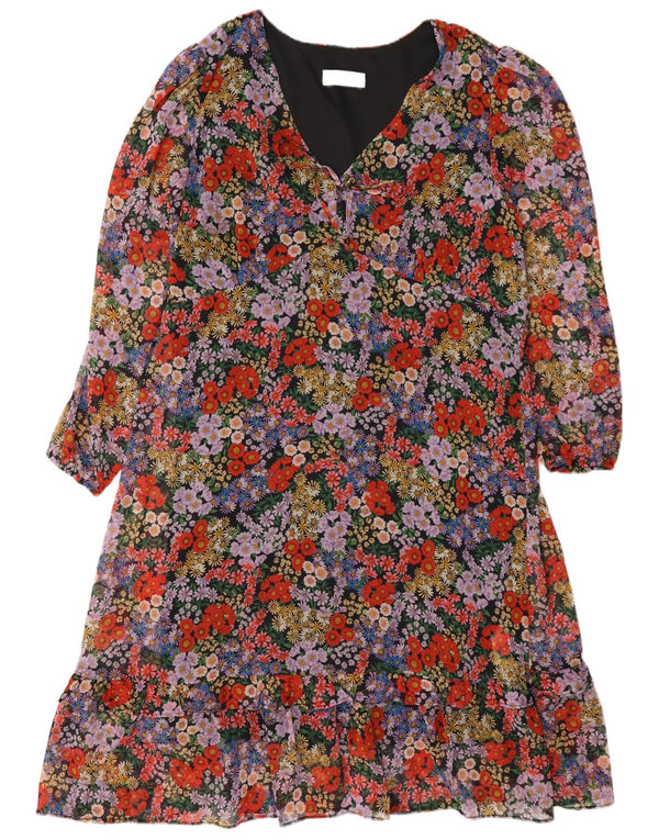 Женское многоуровневое платье Wallis с длинным рукавом, Великобритания, 18 XL, разноцветное с цветочным принтом