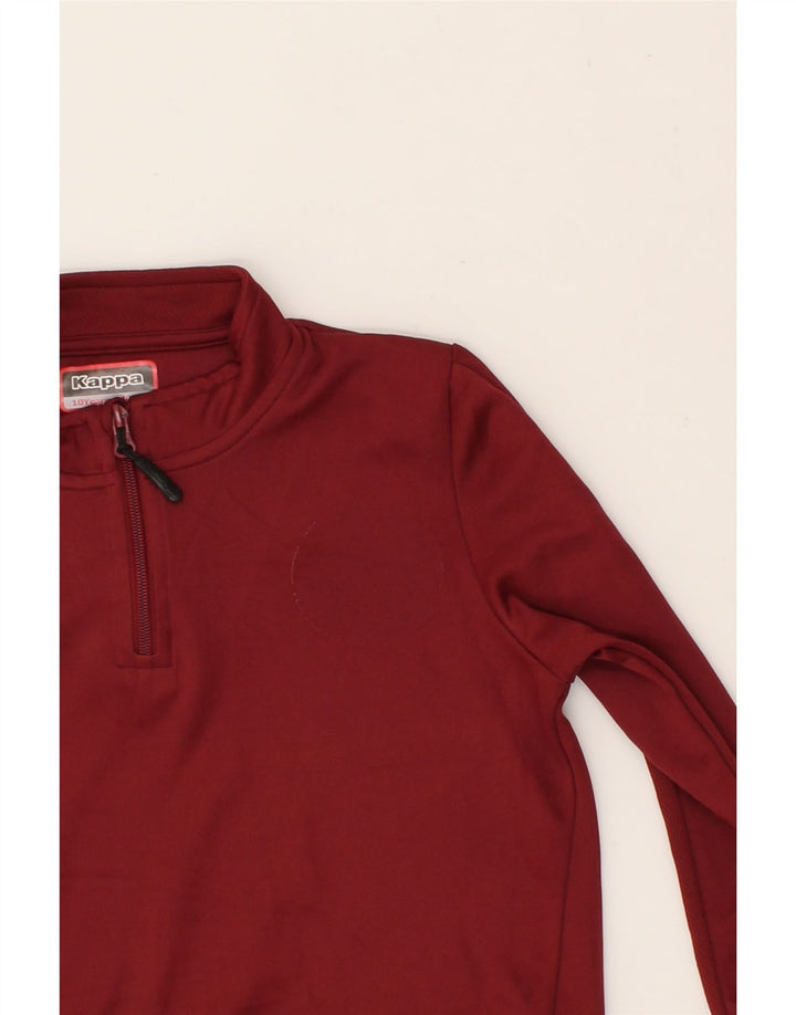 KAPPA Boys Zip Neck Pullover Tracksuit Top 9-10 Years Burgundy Polyester Vintage Kappa and Second-Hand Kappa from Messina Hembry 