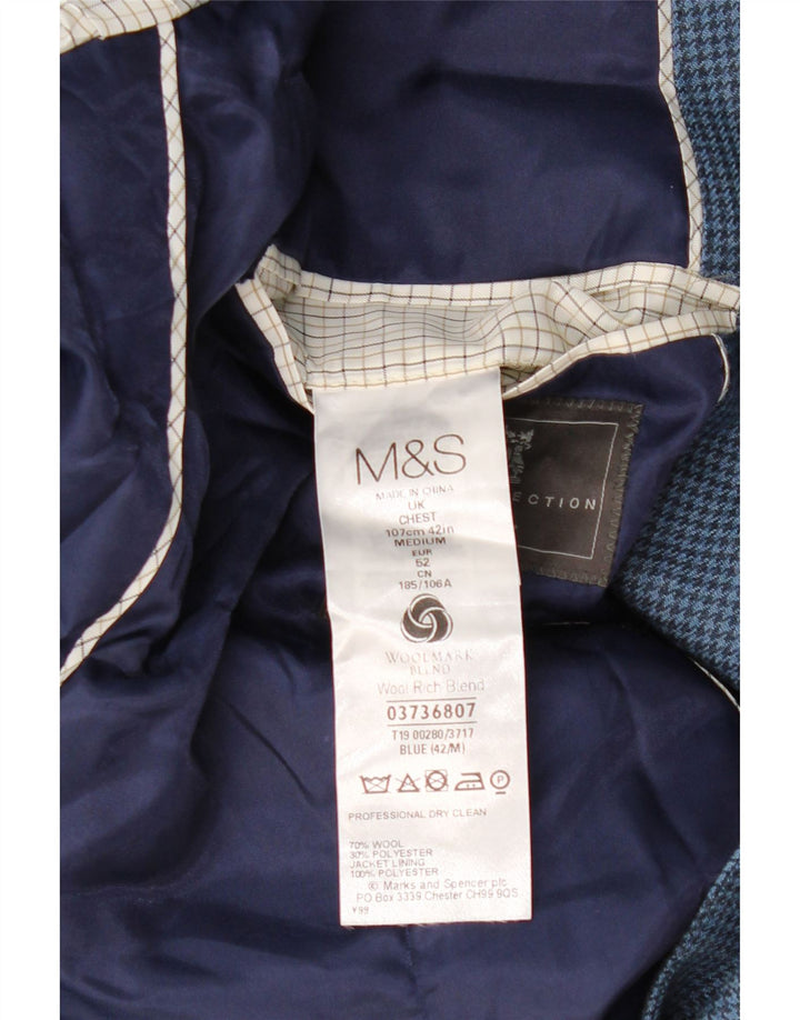 Мужской пиджак на двух пуговицах MARKS & SPENCER EU 52 XL темно-синий с узором «гусиные лапки»