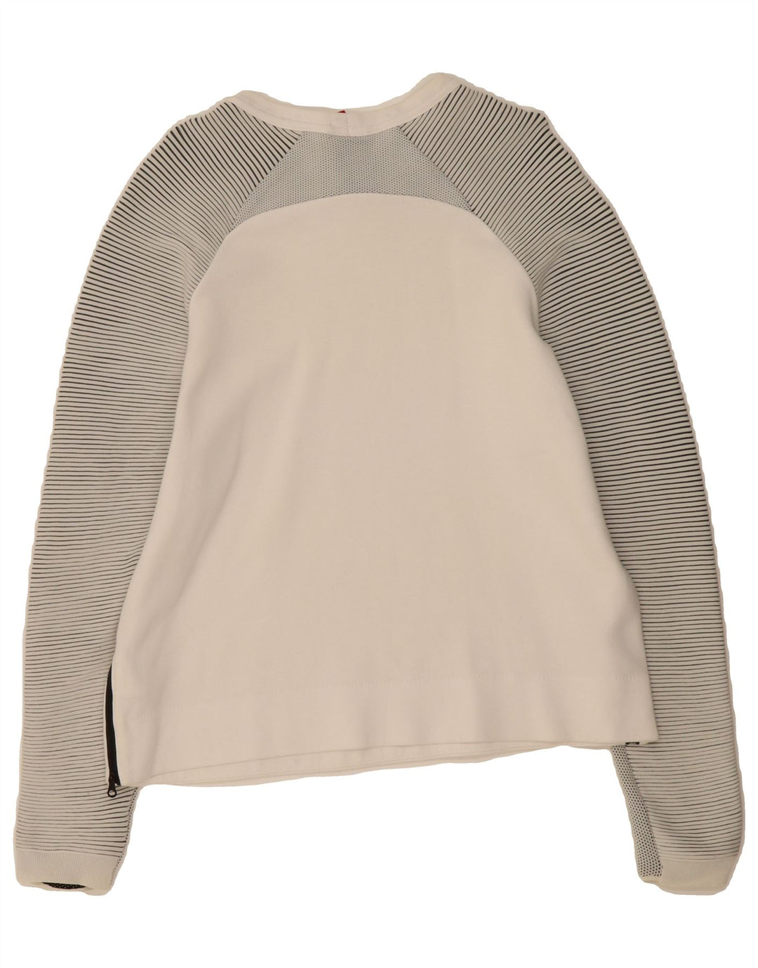 NIKE Womens Sweatshirt Jumper UK 16 Large White Striped Cotton Vintage Nike and Second-Hand Nike from Messina Hembry 