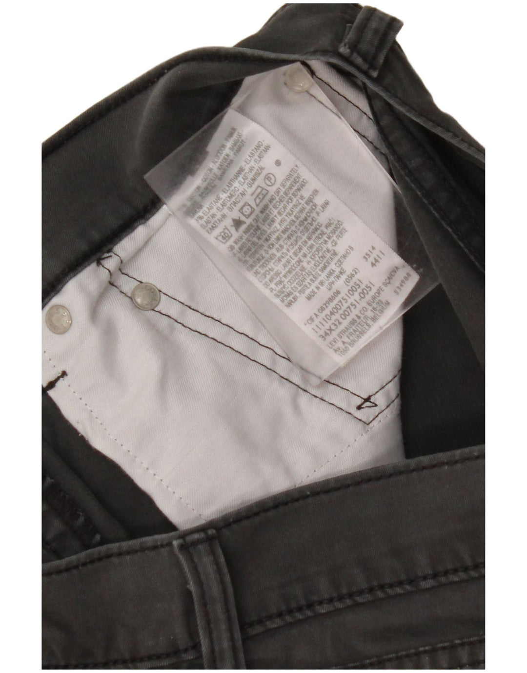 Мужские прямые повседневные брюки LEVI'S W34 L32, серые, хлопковые