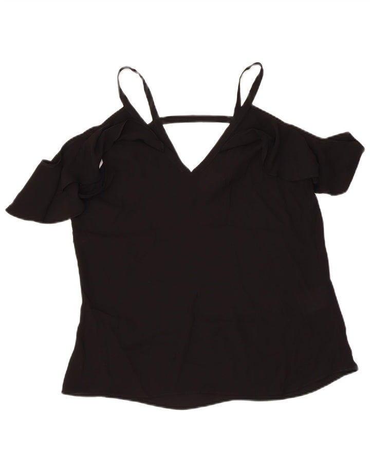 Женский топ с открытыми плечами BCBGMAXAZRIA UK 2 2XS, черный полиэстер