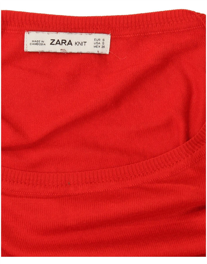 Женский свободный свитер с вырезом «лодочка» Zara UK 10, маленький красный