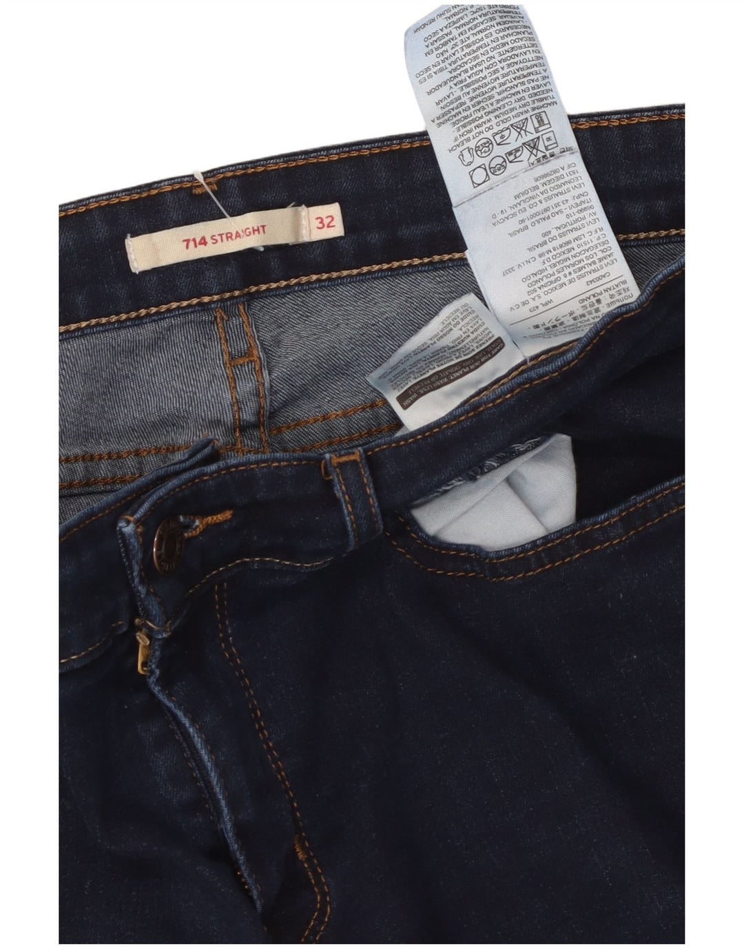 Женские прямые джинсы LEVI'S 714 W32 L28 Темно-синие, хлопок