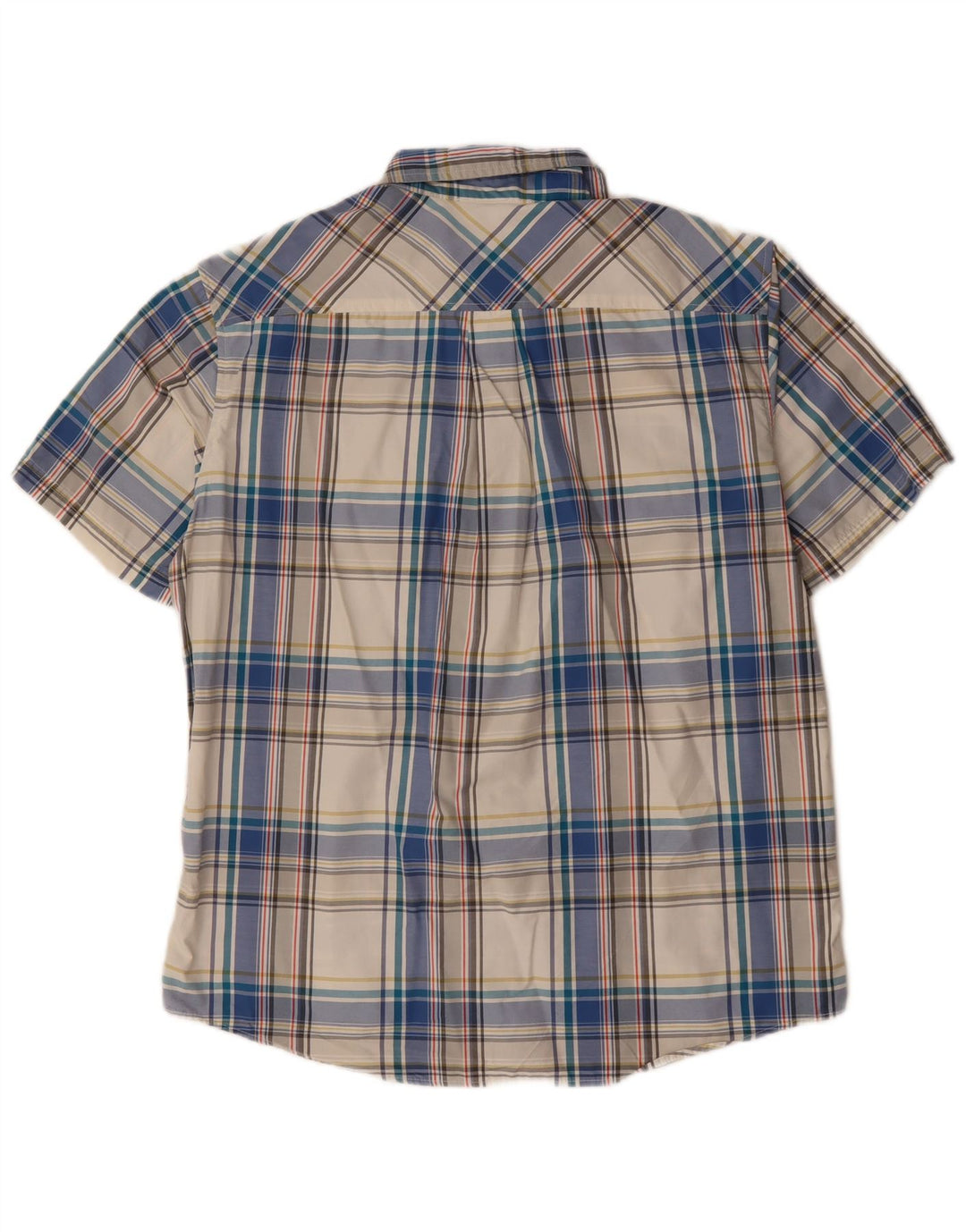 EDDIE BAUER Mens Short Sleeve Shirt Large Blue Check Cotton