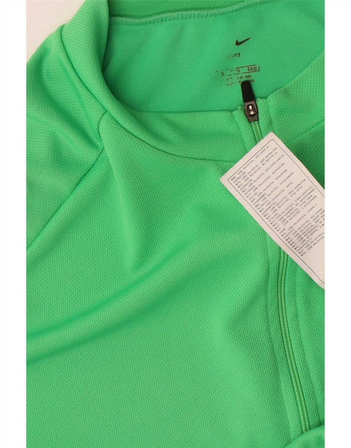 Мужская футболка Nike Dri Fit с воротником на молнии, большой зеленый полиэстер