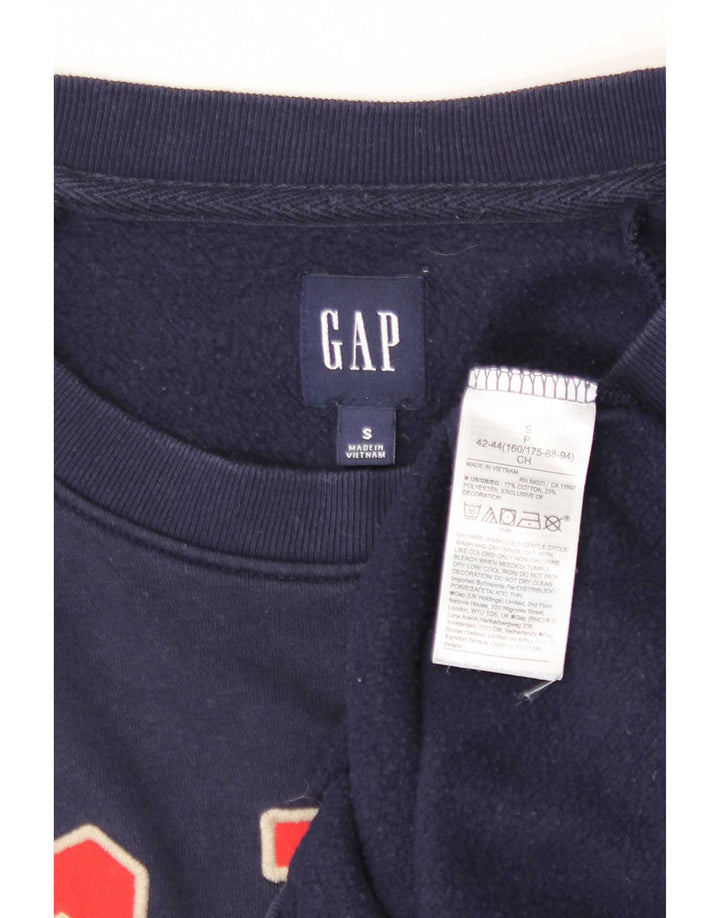 Женский укороченный свитшот оверсайз с графическим принтом Gap, размер UK 10, маленький, темно-синий