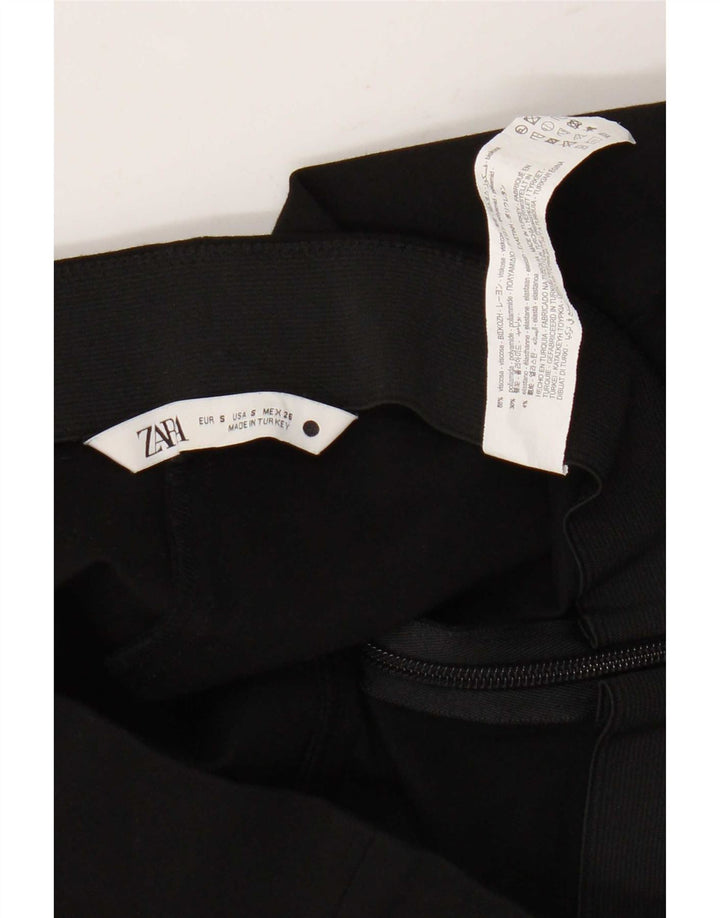 Zara Женские укороченные брюки Bootcut W26 L26 Черные вискоза